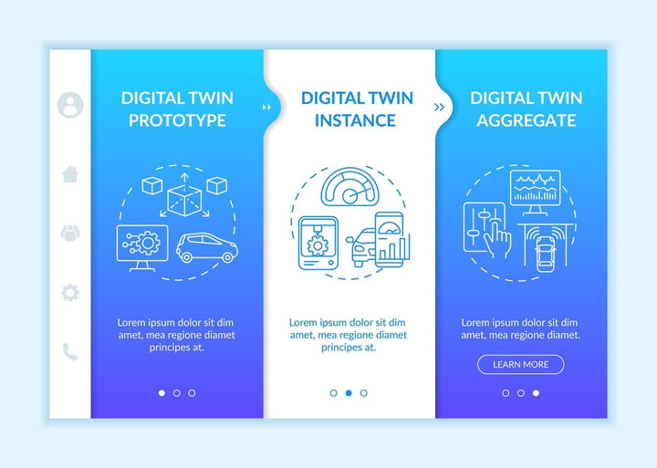 Digital twin application by industry onboarding vector template