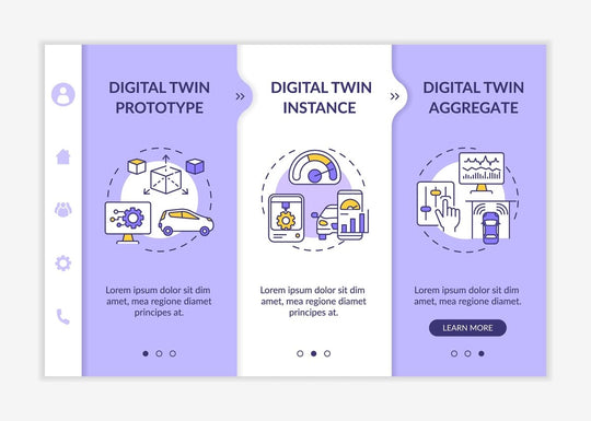 Digital twin application by industry onboarding vector template