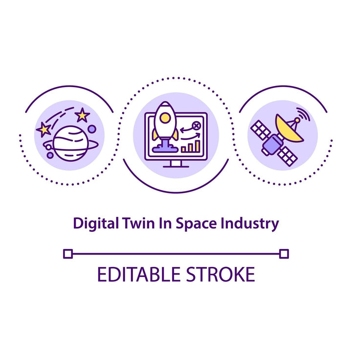 Digital twin concept icons set