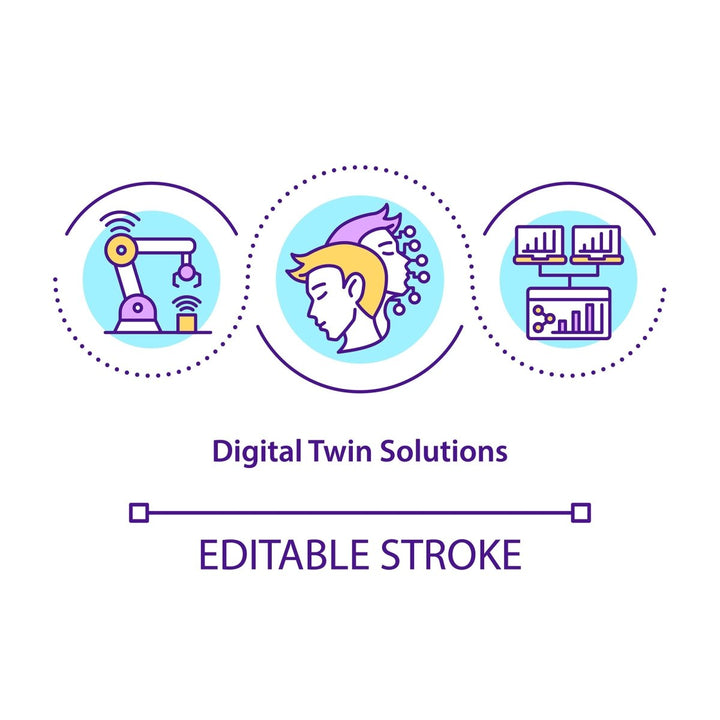 Digital twin concept icons set