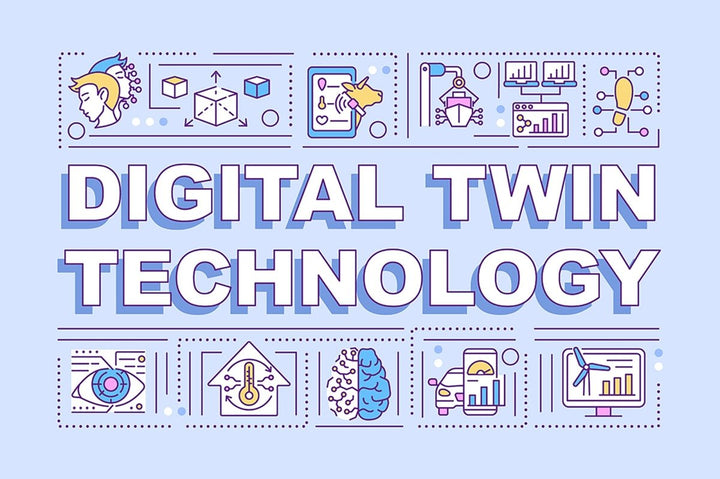 Digital twin concept icons set