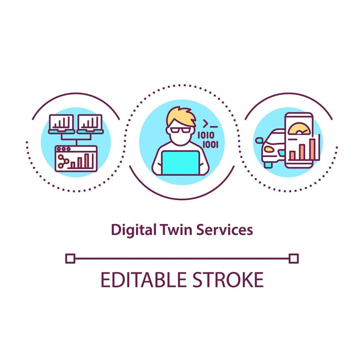 Digital twin concept icons set