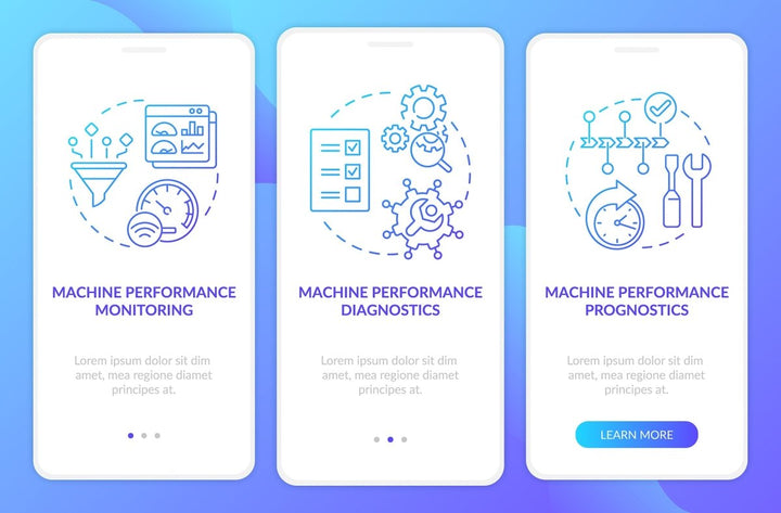 Digital twin onboarding mobile app page screen set