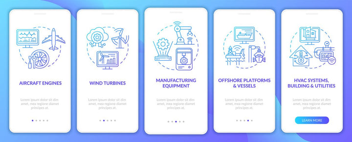 Digital twin onboarding mobile app page screen set