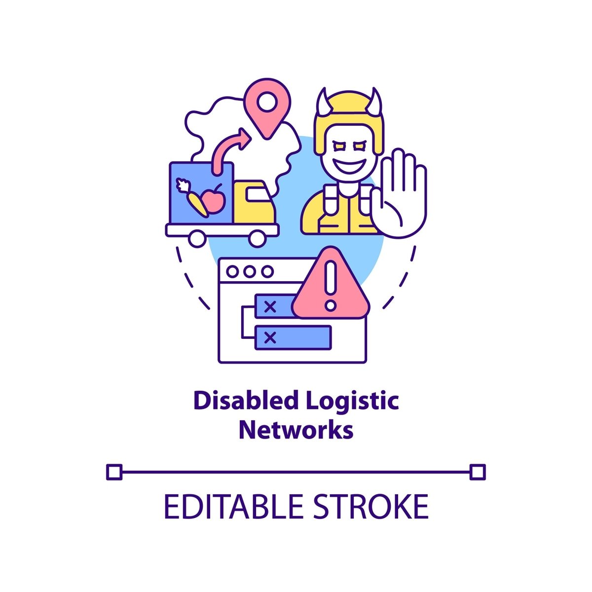 Disabled logistic networks concept icon