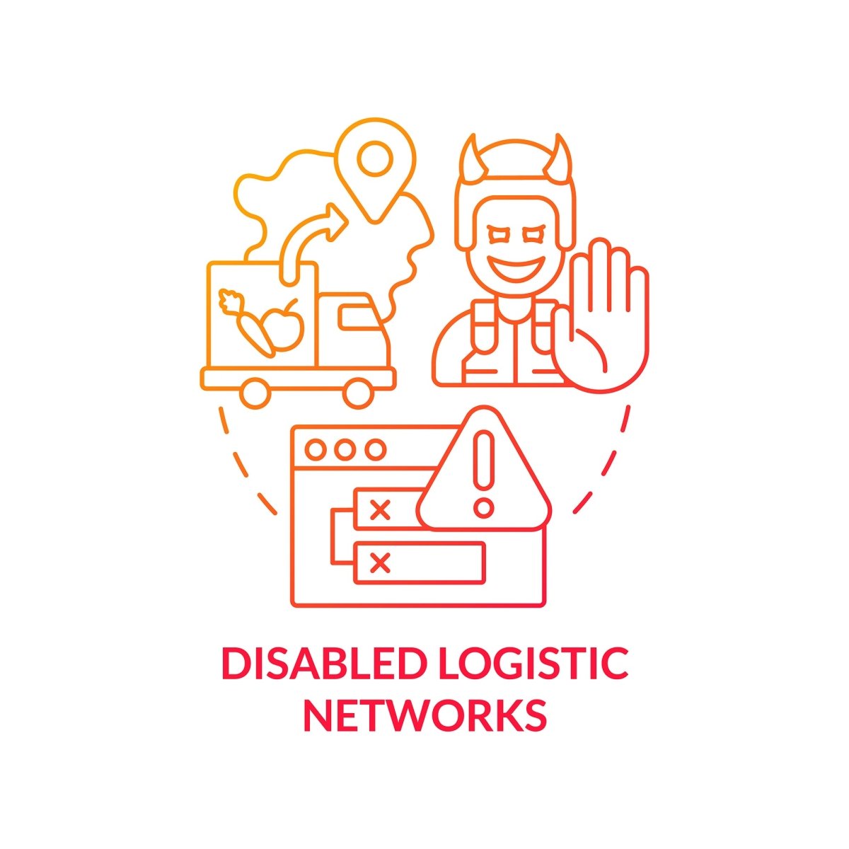 Disabled logistic networks red gradient concept icon