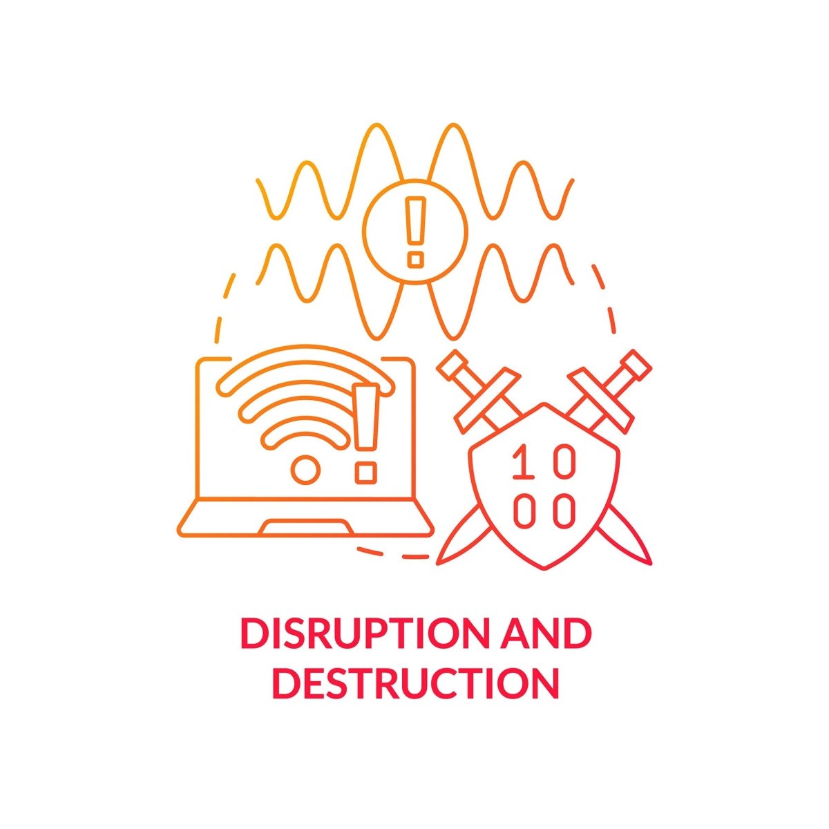 Disruption and destruction red gradient concept icon