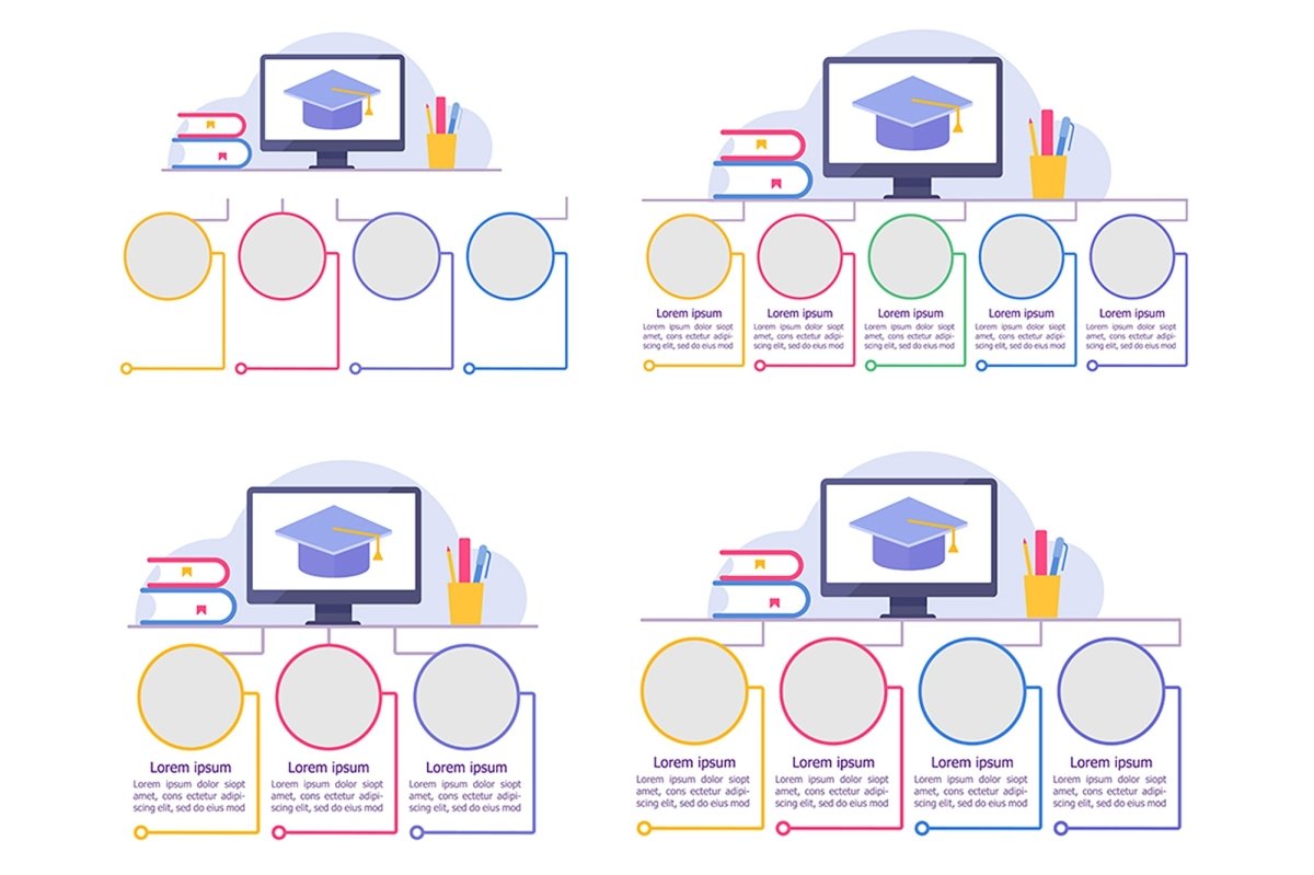 Distance learning infographic template bundle
