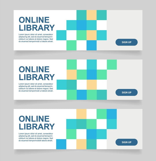 Distant learning web banner design template set