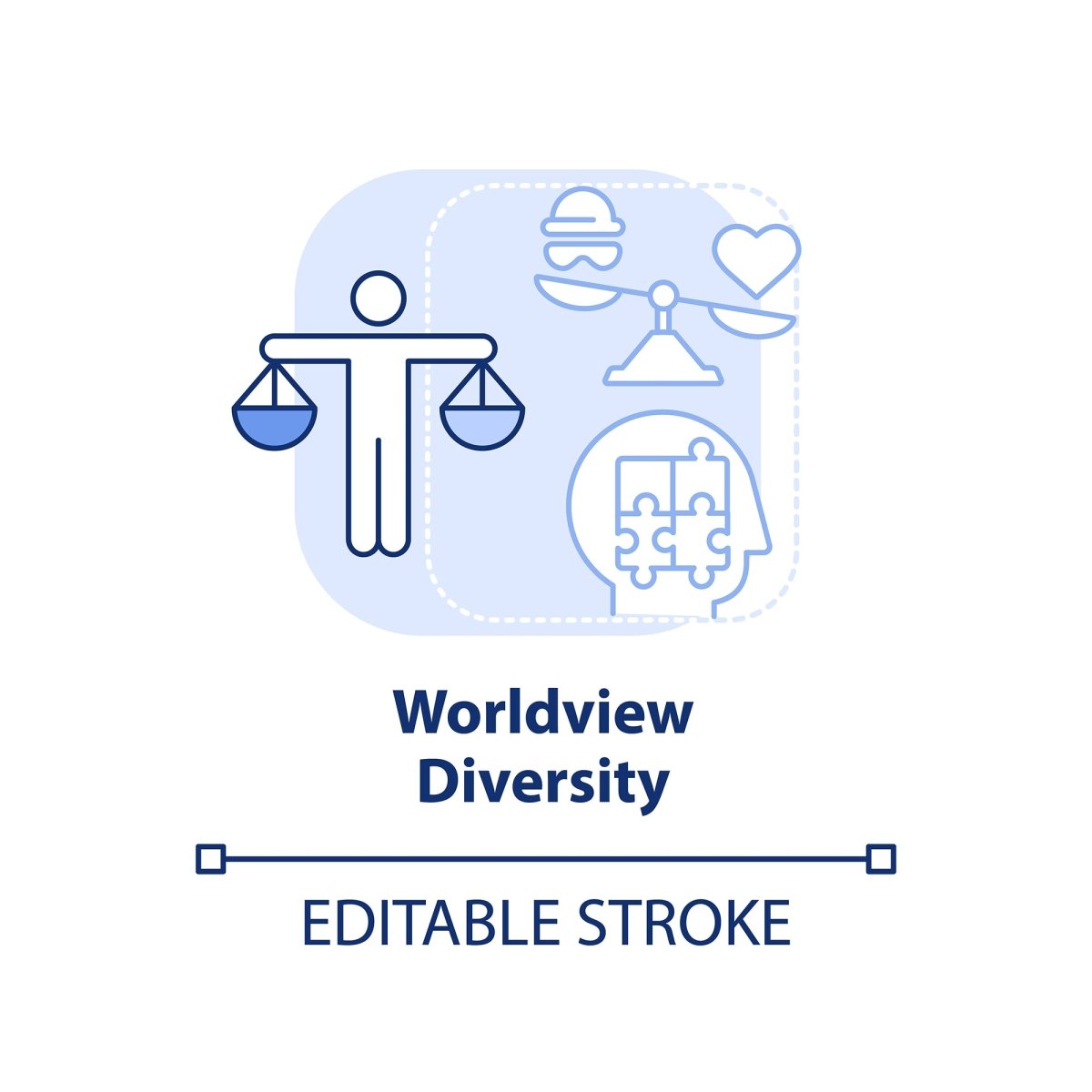 Diversity and inclusion blue concept icons set
