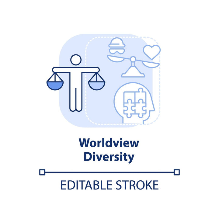 Diversity and inclusion blue concept icons set