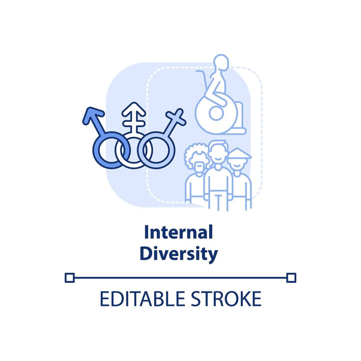 Diversity and inclusion blue concept icons set