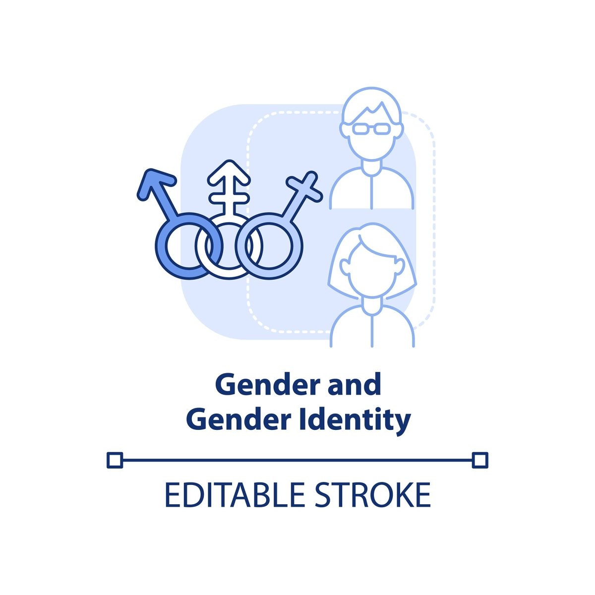 Diversity and inclusion blue concept icons set