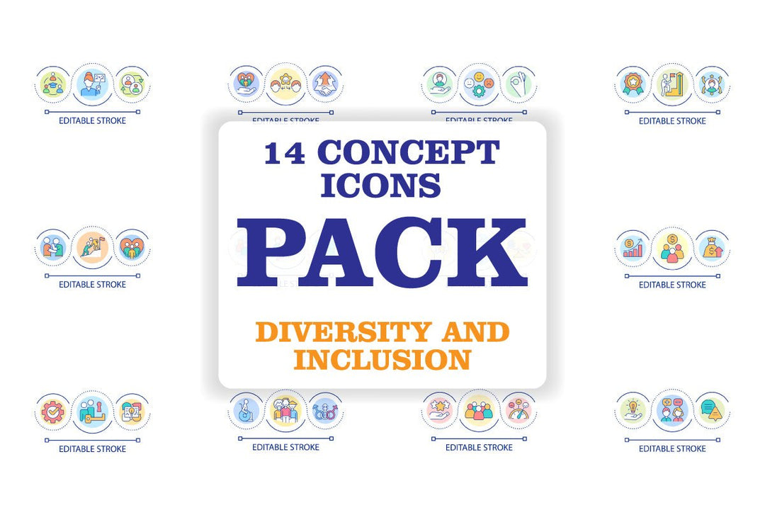 Diversity and inclusion loop concept icon set