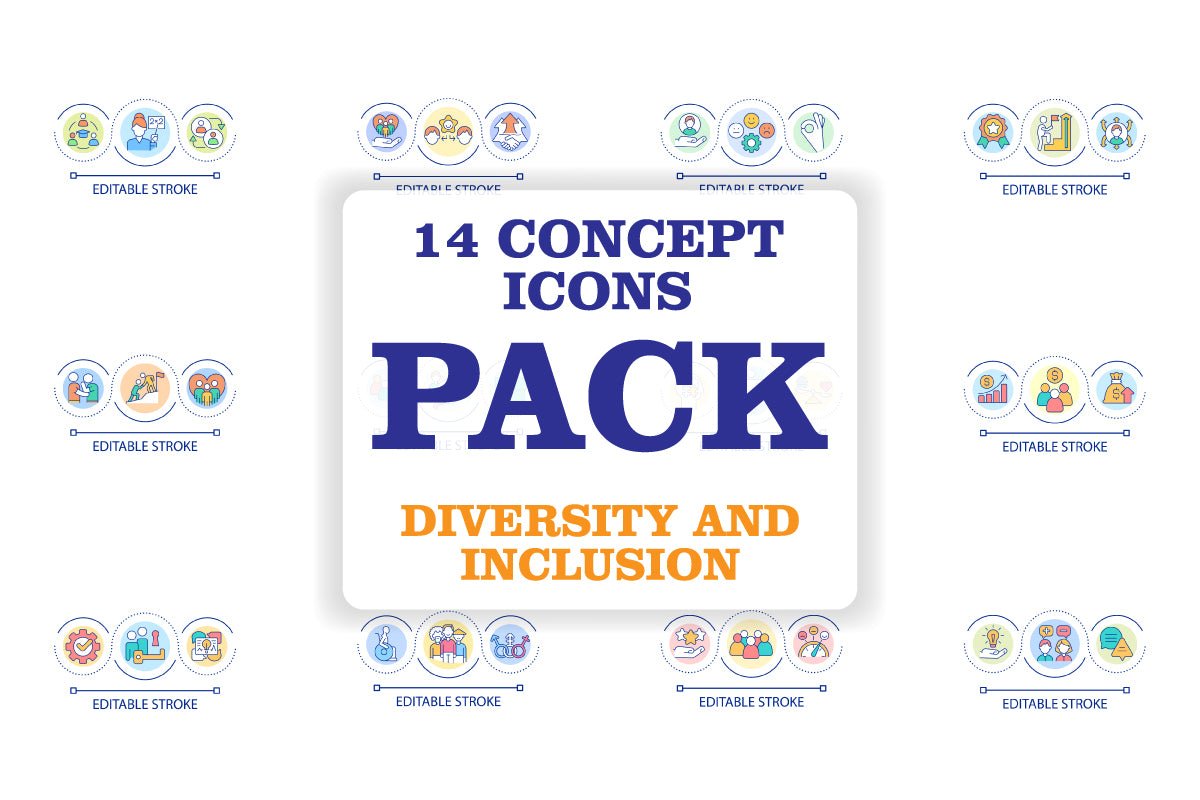 Diversity and inclusion loop concept icon set