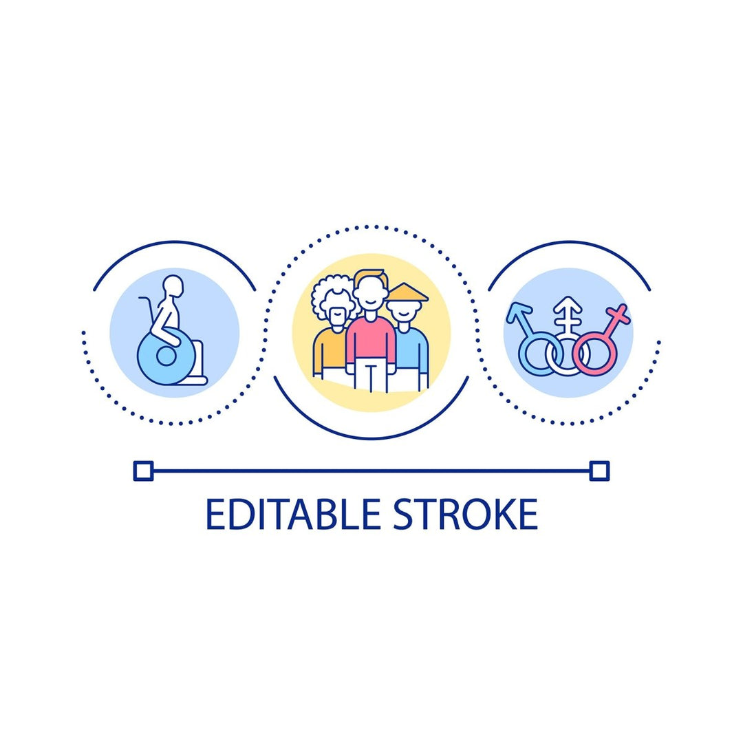 Diversity and inclusion loop concept icon set