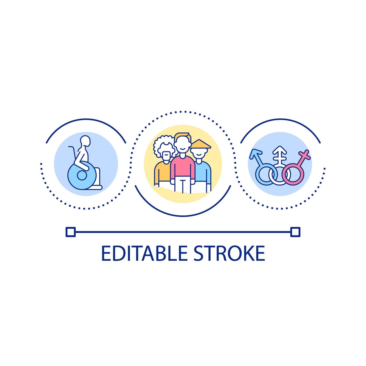 Diversity and inclusion loop concept icon set