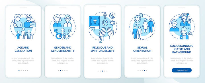 Diversity and inclusion mobile app screen set
