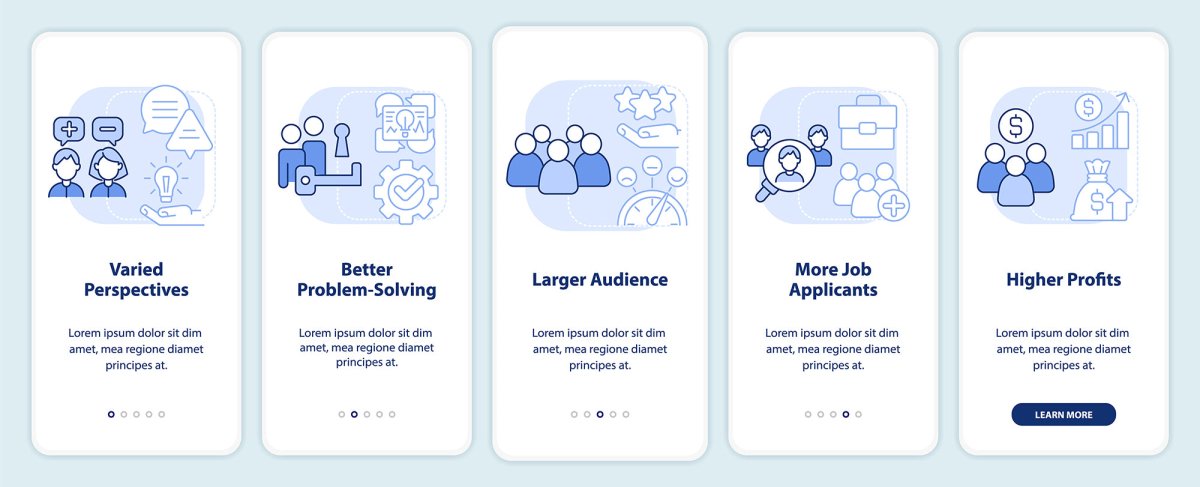 Diversity and inclusion mobile app screen set