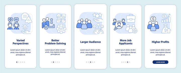 Diversity and inclusion mobile app screen set