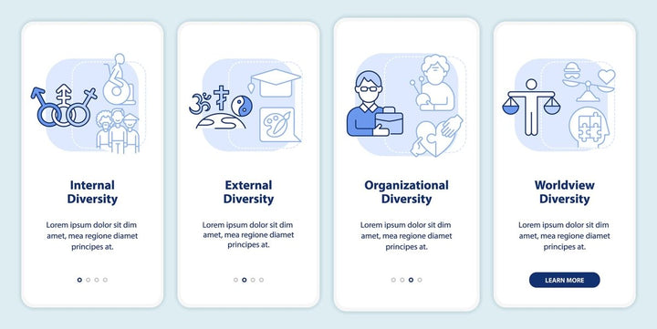 Diversity and inclusion mobile app screen set