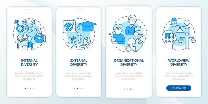 Diversity and inclusion mobile app screen set
