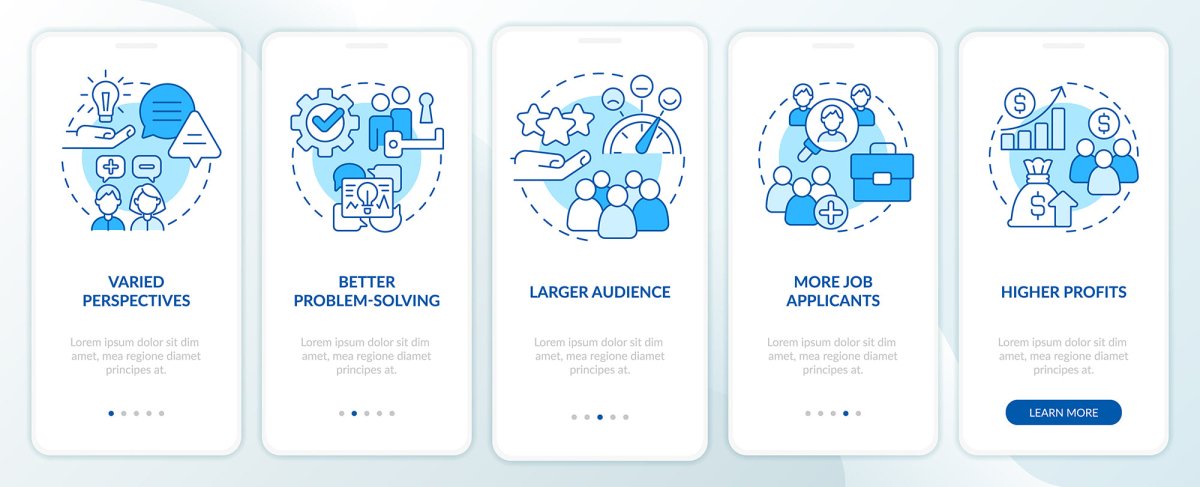 Diversity and inclusion mobile app screen set