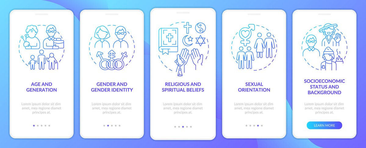 Diversity and inclusion mobile app screen set