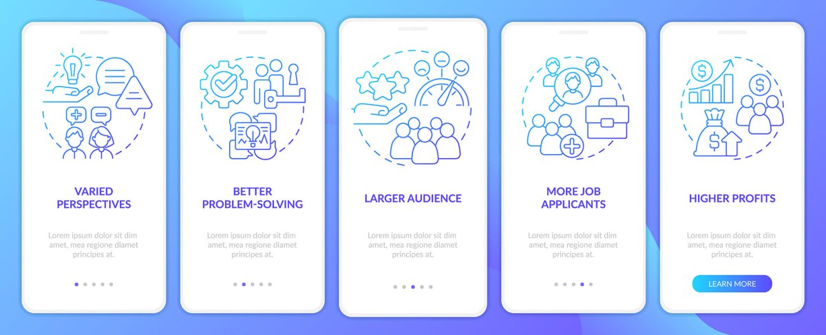 Diversity and inclusion mobile app screen set