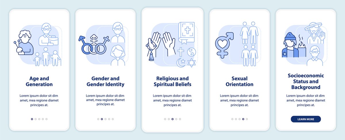 Diversity and inclusion mobile app screen set