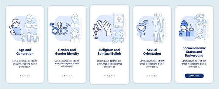 Diversity and inclusion mobile app screen set