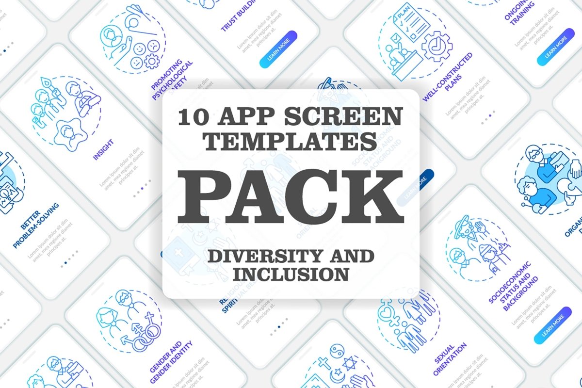 Diversity and inclusion mobile app screen set