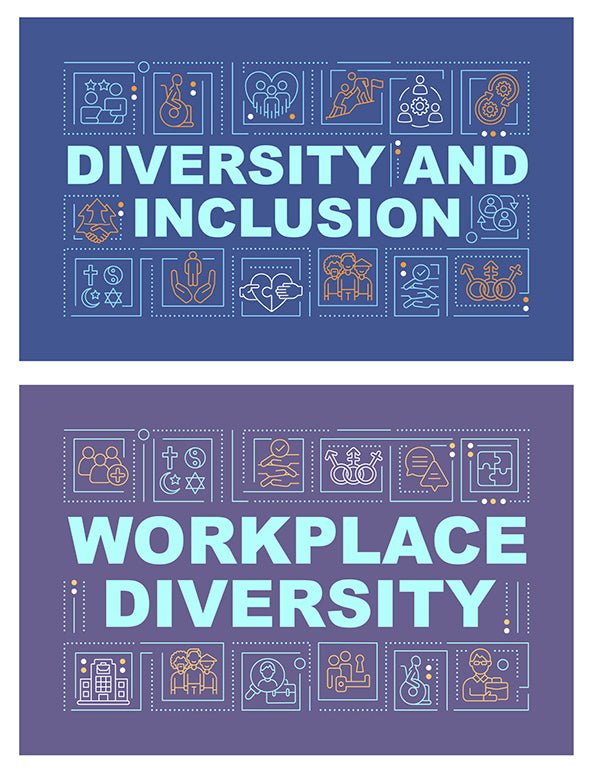 Diversity and inclusion word concepts banner set