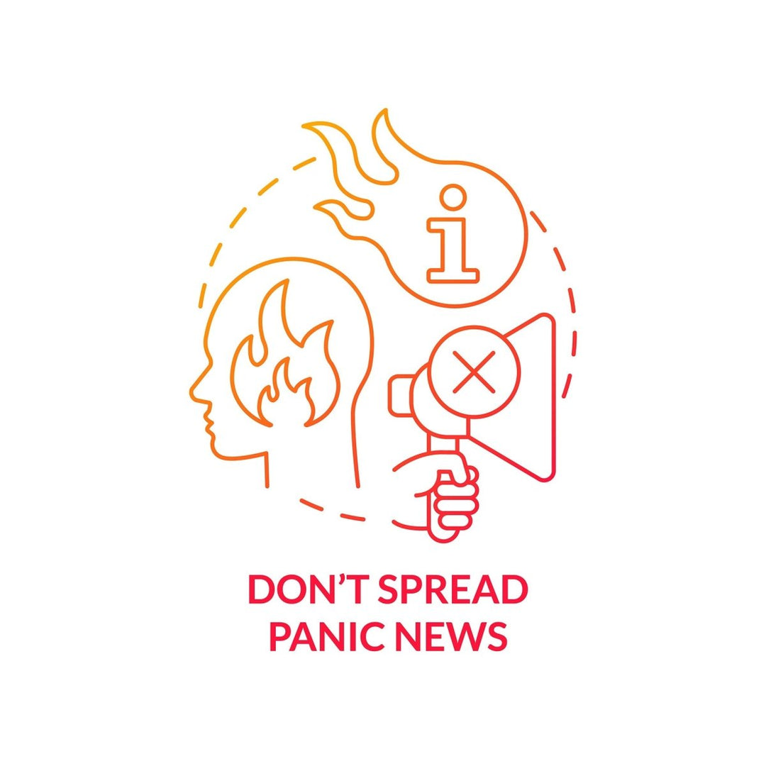 Do not spread panic news red gradient concept icon