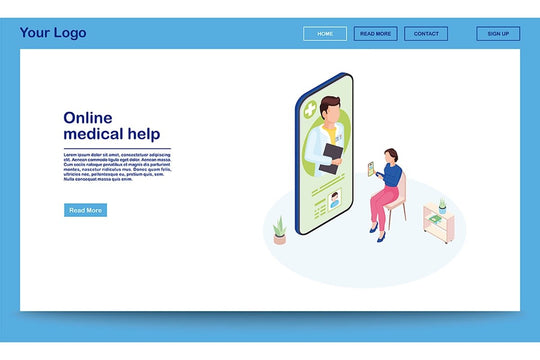Doctor online service isometric landing page template