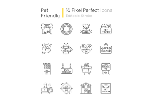 Dog Friendly and No Pet Signs Icons Set