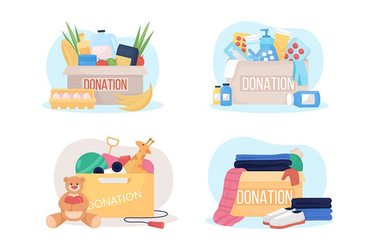 Donation box 2D vector isolated illustration set