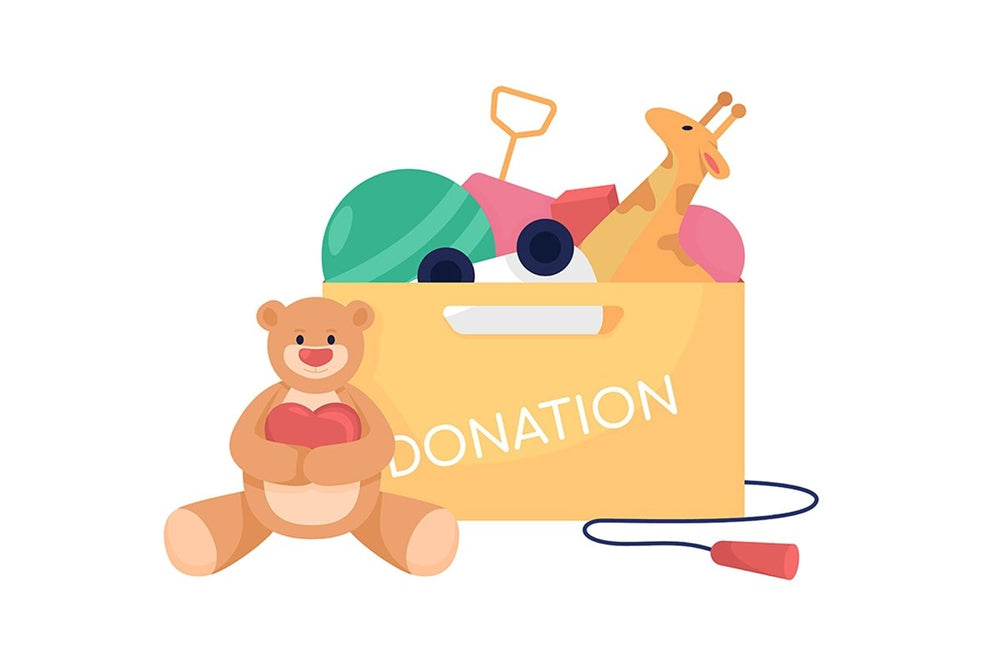 Donation box semi flat color vector item set