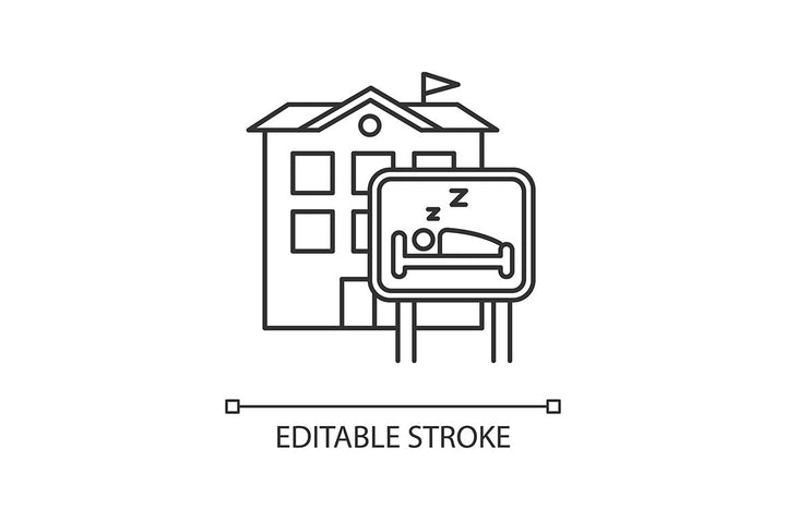 Dormitory pixel perfect linear icons set