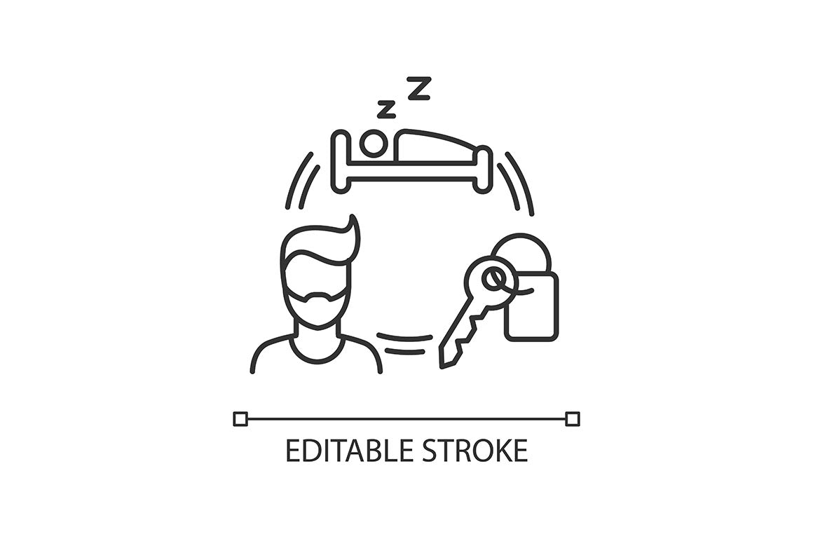 Dormitory pixel perfect linear icons set