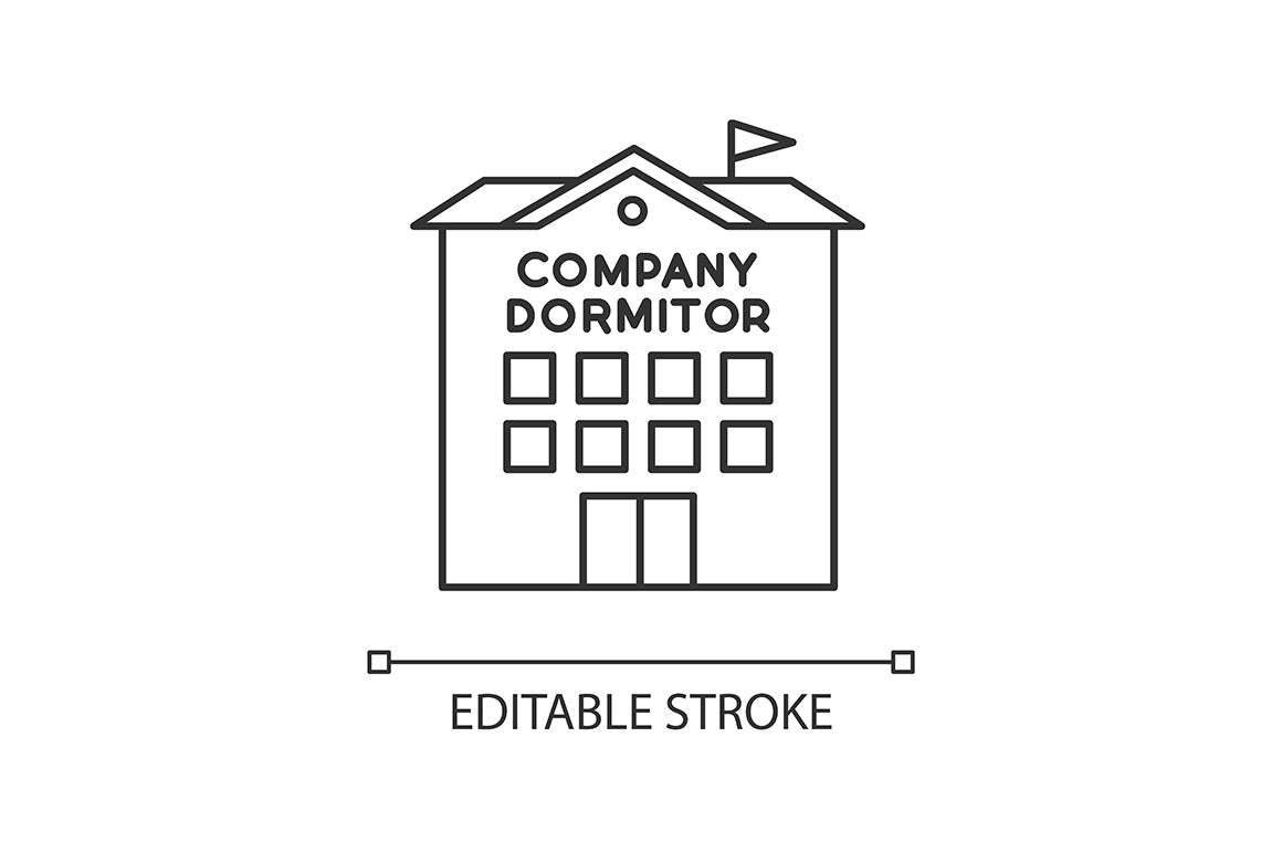 Dormitory pixel perfect linear icons set