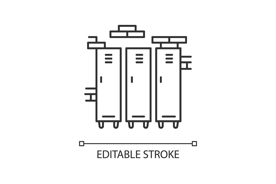 Dormitory pixel perfect linear icons set