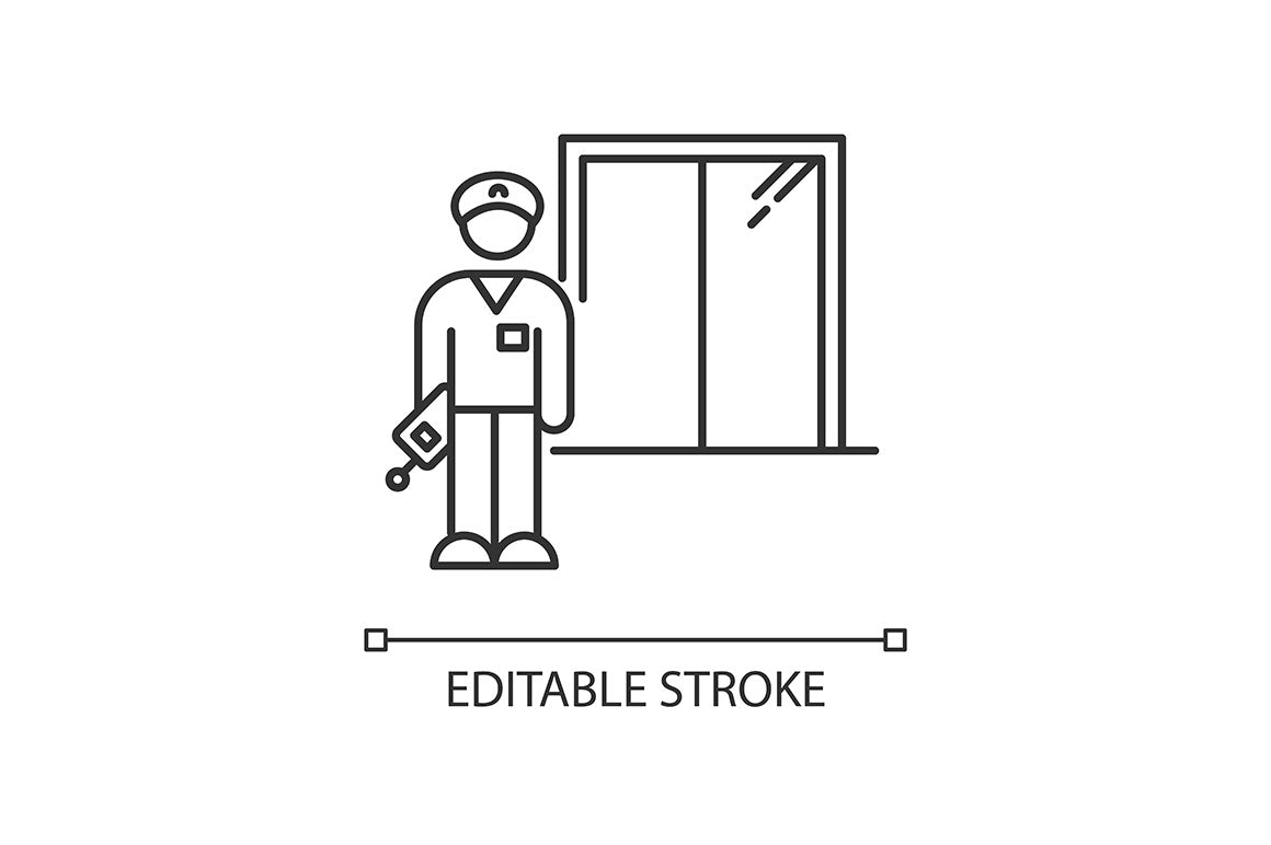 Dormitory pixel perfect linear icons set