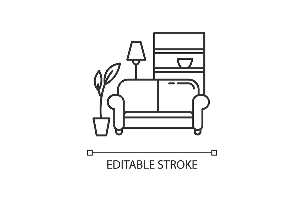 Dormitory pixel perfect linear icons set