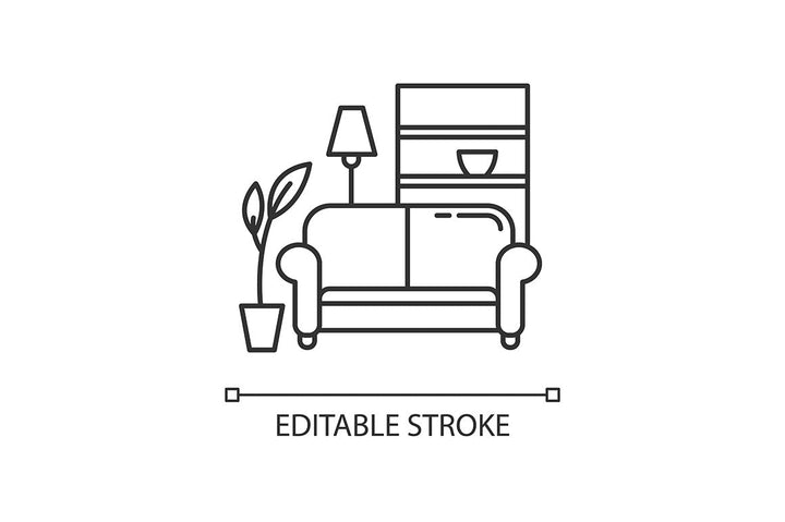 Dormitory pixel perfect linear icons set