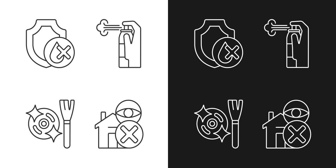 Drone usage linear manual label icons set for dark and light mode