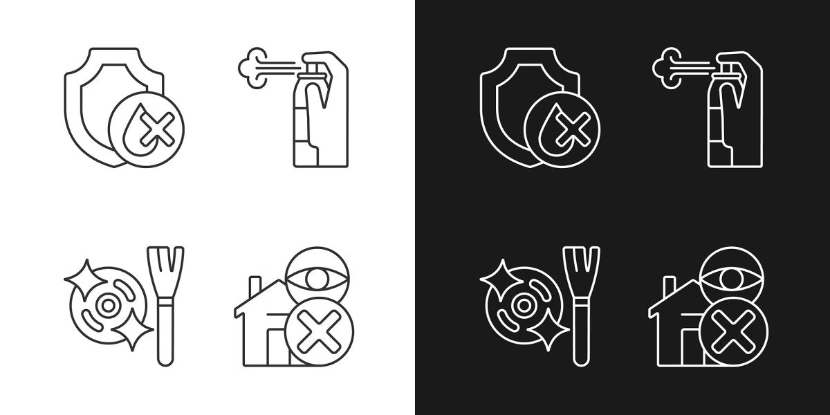 Drone usage linear manual label icons set for dark and light mode