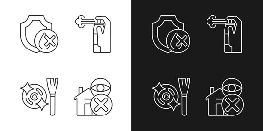 Drone usage linear manual label icons set for dark and light mode