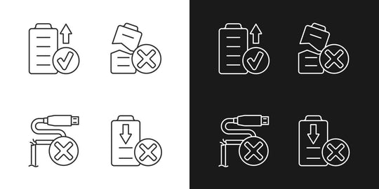 Drone usage linear manual label icons set for dark and light mode