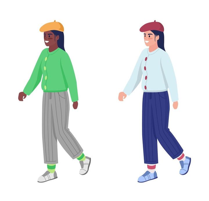 Dynamic figures flat color vector characters set